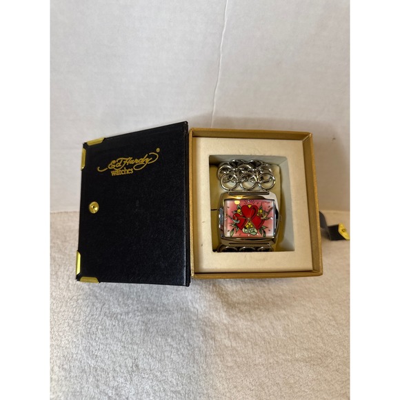 NIB VTG Ed Hardy‎ Love Heart Women's LY-HT 3833 Lynx w Swarovski Crystal COA